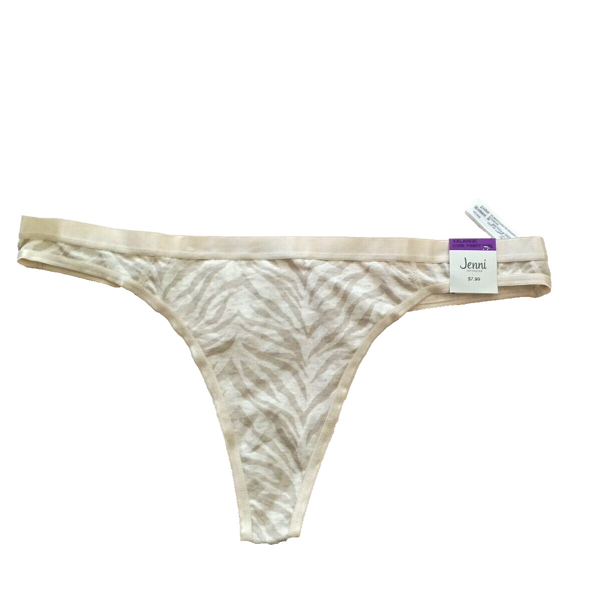 NWT JENNI Thong Size 2XL Ivory Animal Print Cotton Spandex Blend