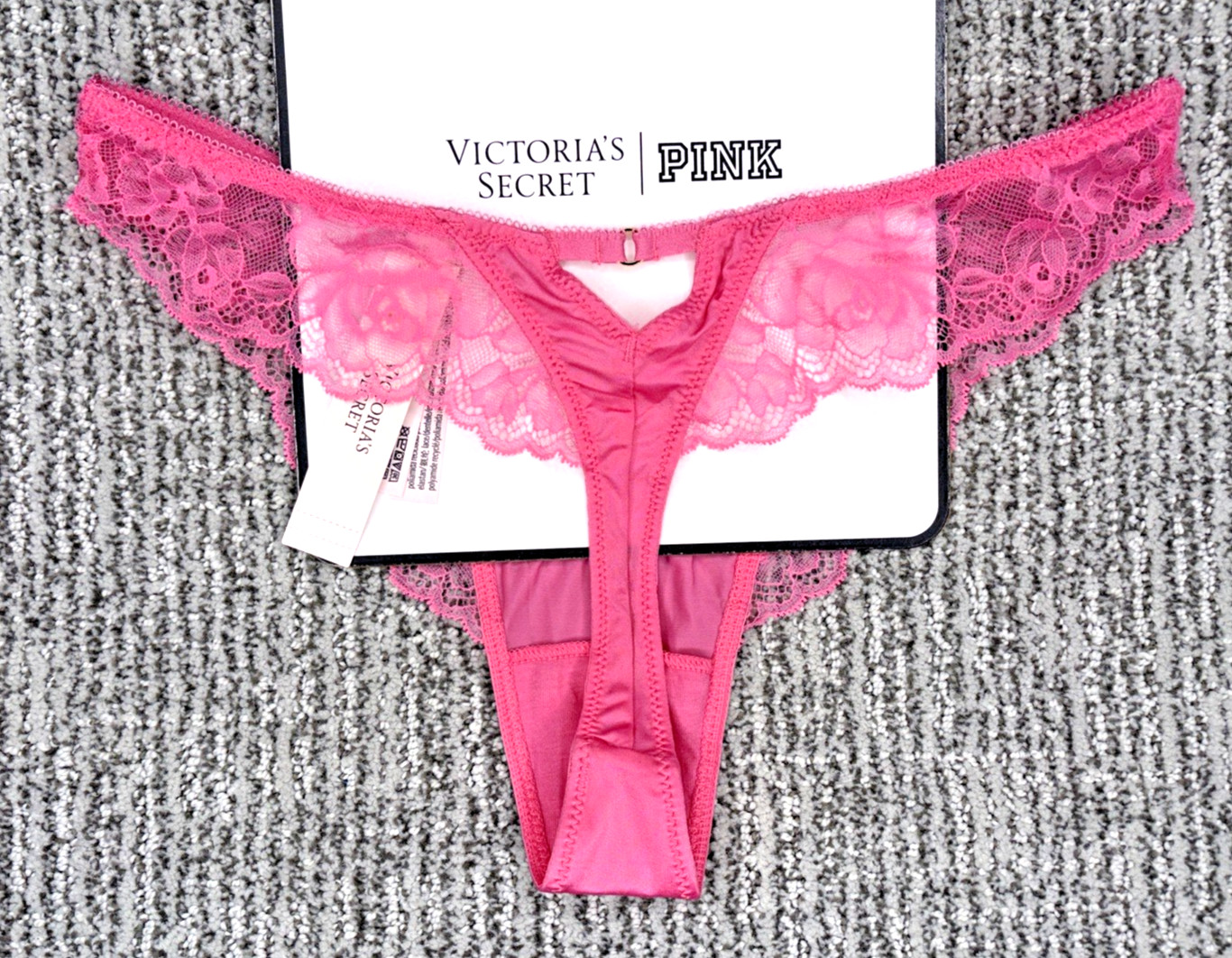 Victoria’s Secret Very Sexy NWT Small Pink Lace Trim High Leg Thong Panty