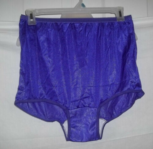 -LOT 4 NYLON BRIEFS PANTIES WHITE,GREEN,PURPLE,PINK COTTON LINED CROTCH 15