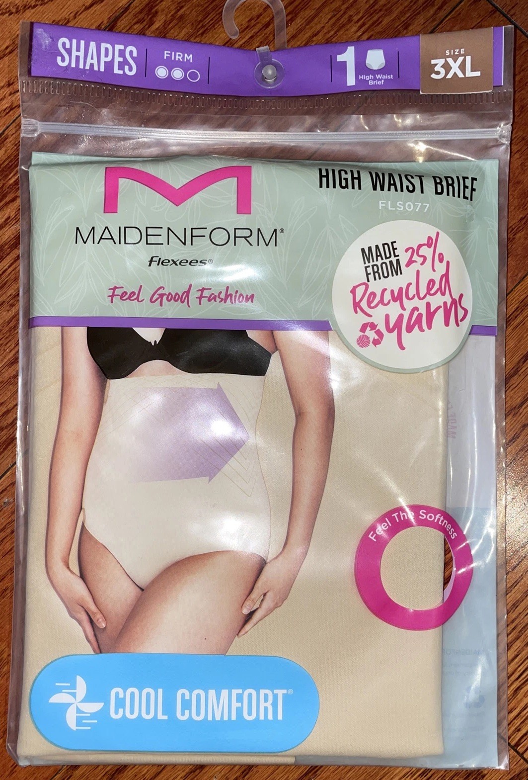 Womens Brief Panty Maidenform Flexees Beige Firm High Waist Size 3XL