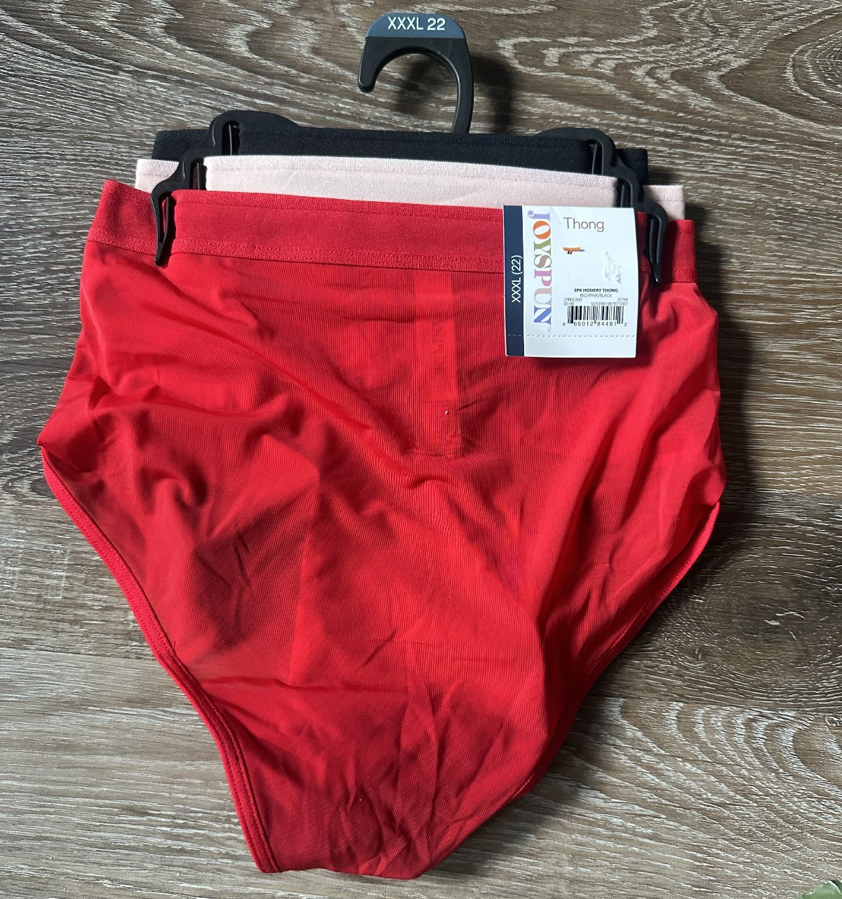 Joyspun Hosiery Thong Panties Semi-Sheer Black Pink Red Womens XXXL 22