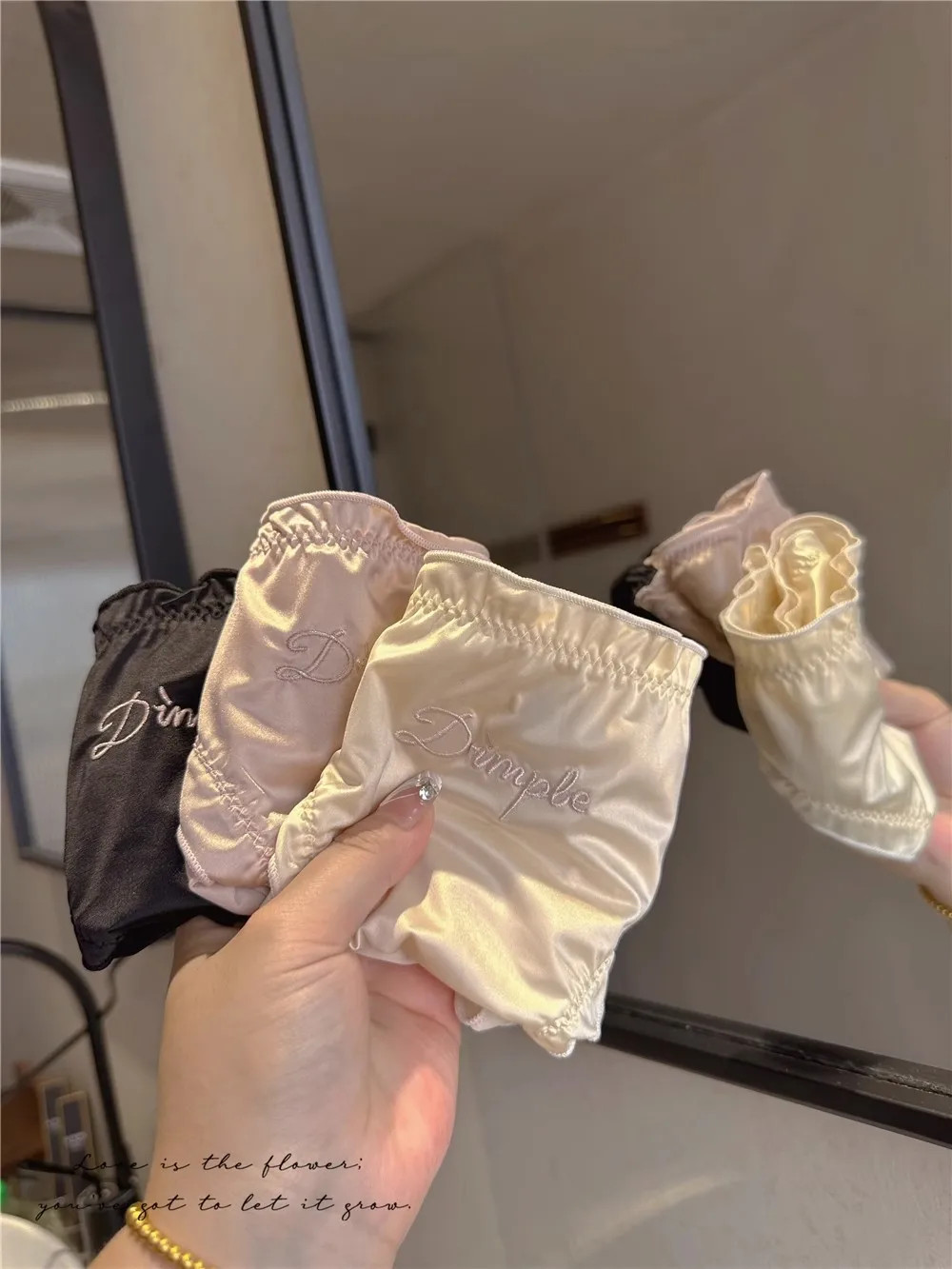 Satin Panties Low Rise Letter Print Soft Breathable Comfortable Women Underwear