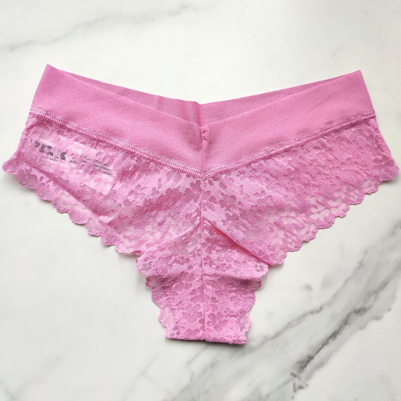 PINK Victoria’s Secret No-Show Floral Lace Thong Panty Fuchsia Pink SZ S/M/L