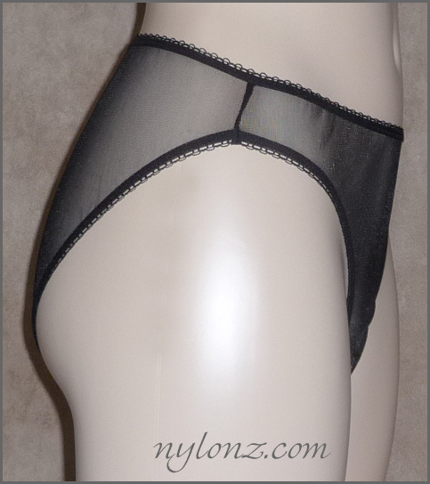 Vintage Style Completely Sheer Transparent Nylon Panties Black 🇬🇧 NYLONZ UK