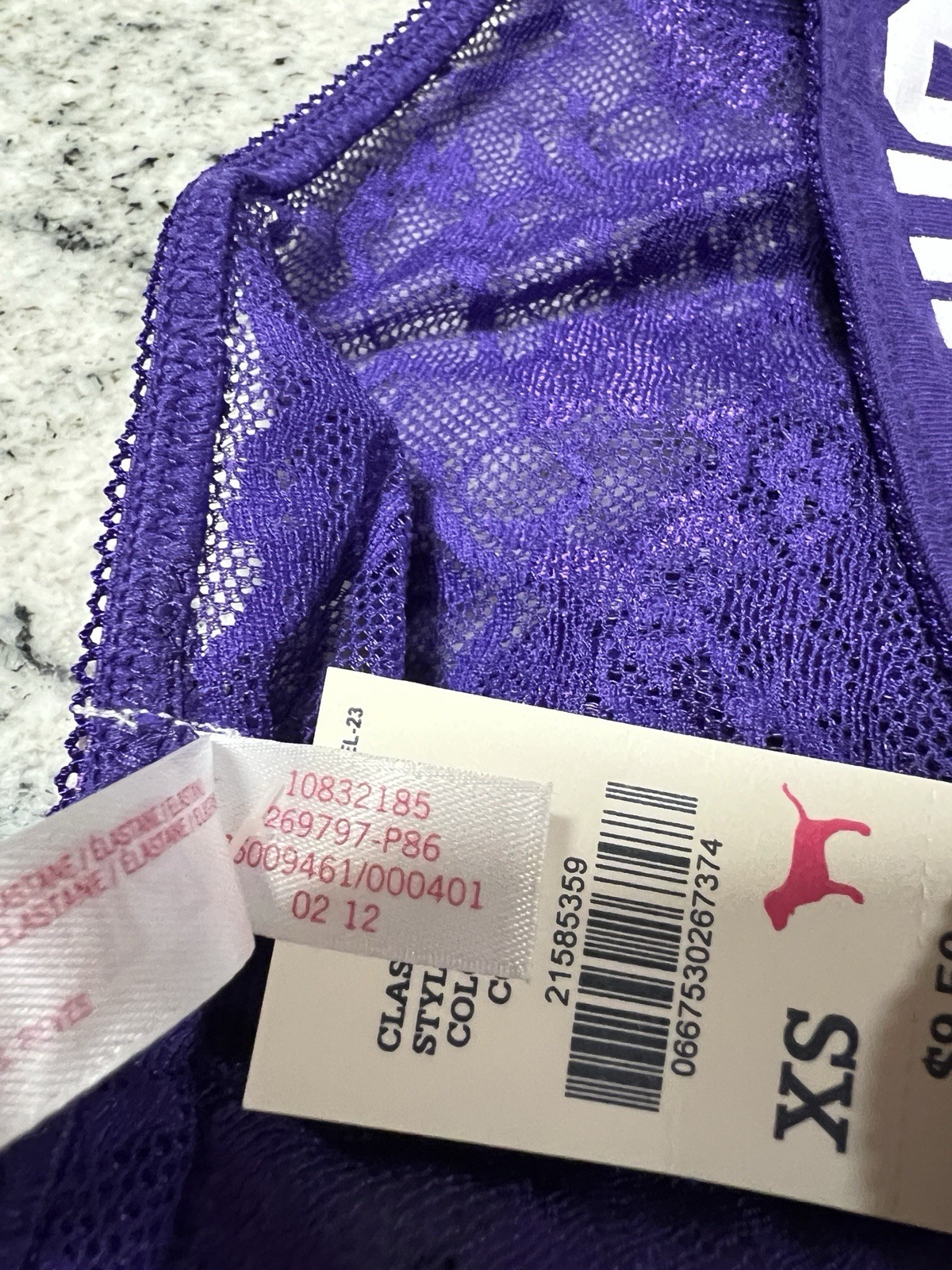 NWT XS VICTORIA’S SECRET PINK Purple Lace TOO MUCH FUN Vintage Hipster Panties