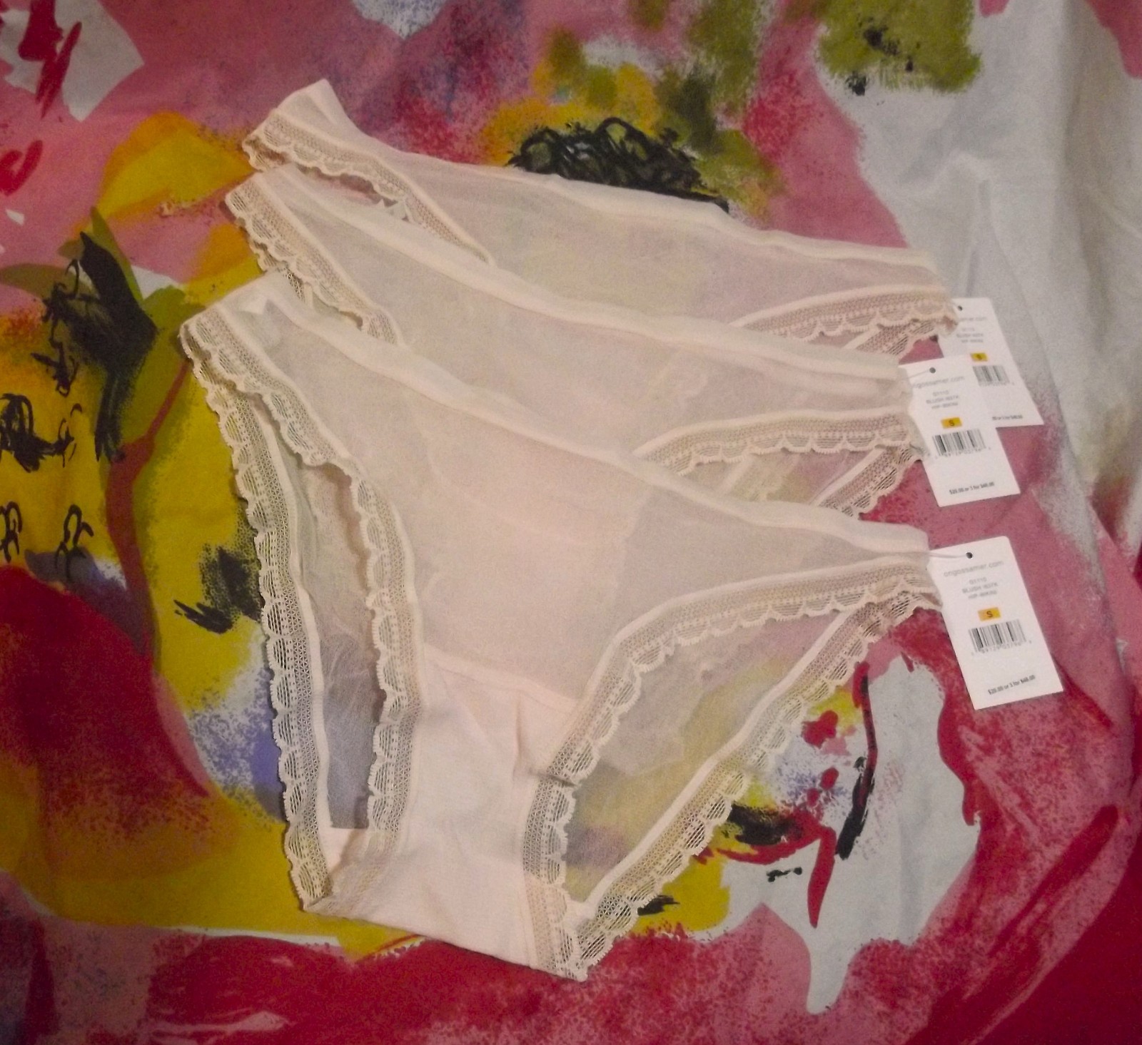 3 NEW ON GOSSAMER G1110 BL NEXT TO NOTHING MF LACE TRIM HIP BIKINI PANTIES S