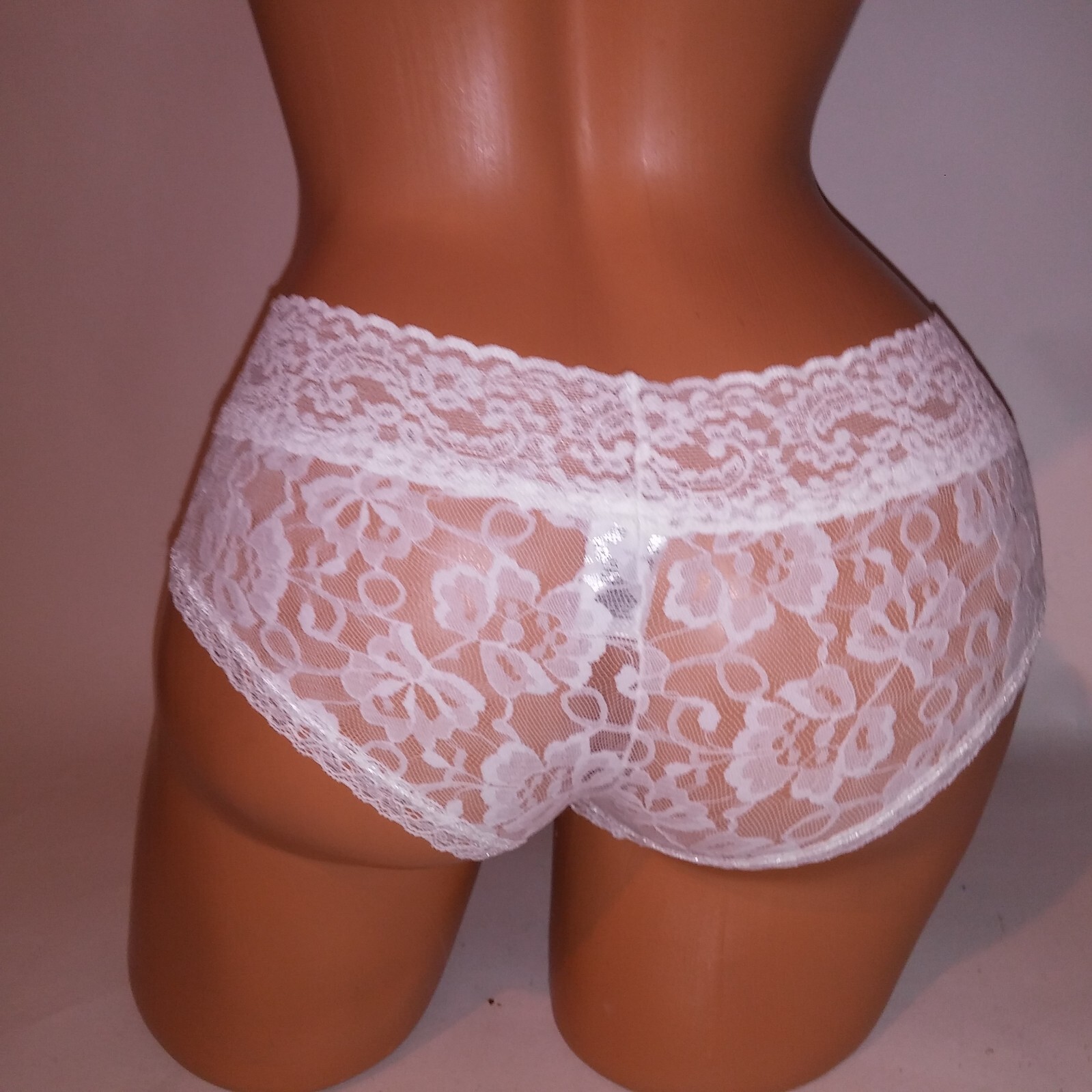 George Panty Small 5 Hiphugger White Solid Allover Lace New