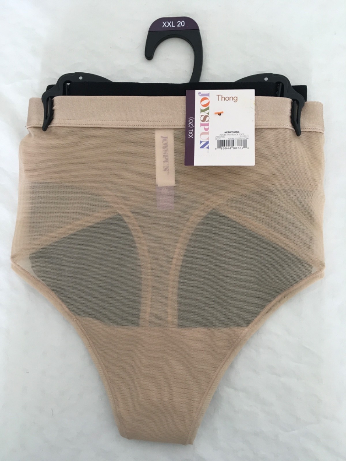 Joyspun 2 Pack Thong Underwear Women Size XXL 20 Tan Black Mesh Sheer New w Tags