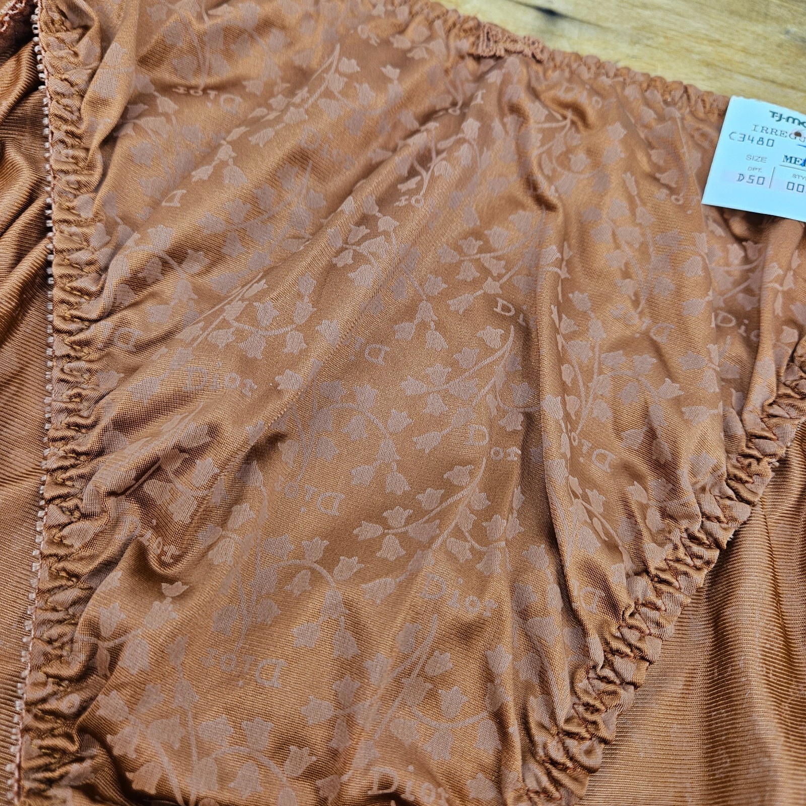 NWT VTG 90s Christian Dior Satin Panties Womens M Rust Brown Lily Valley