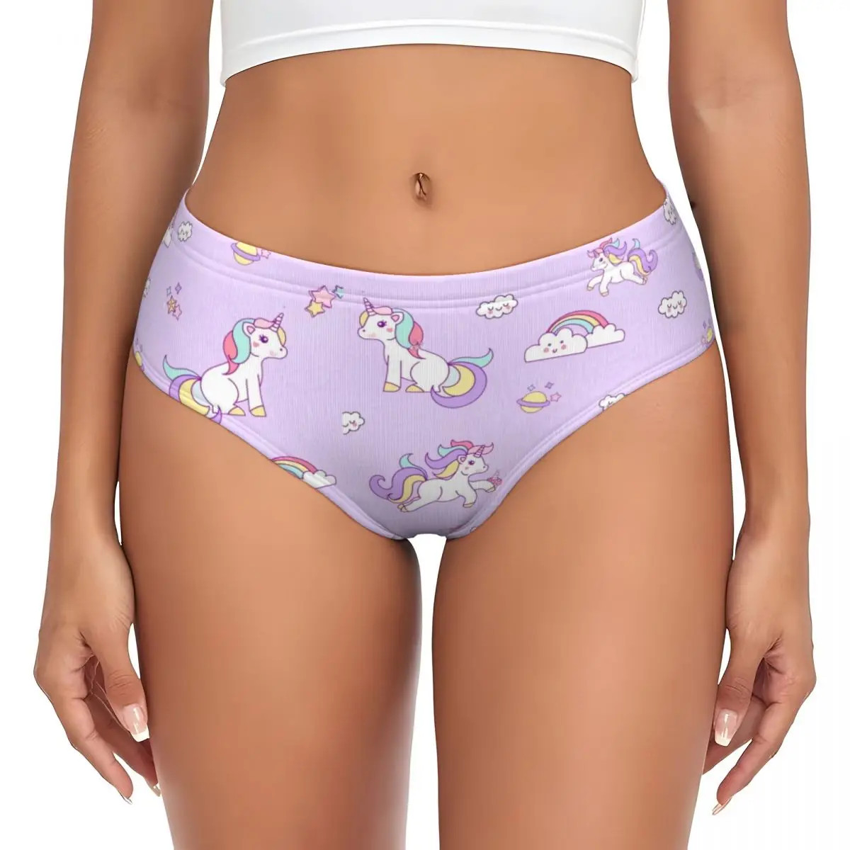 Printed Mid Rise Panties Stretch Soft Breathable Briefs Comfortable Fit Wear