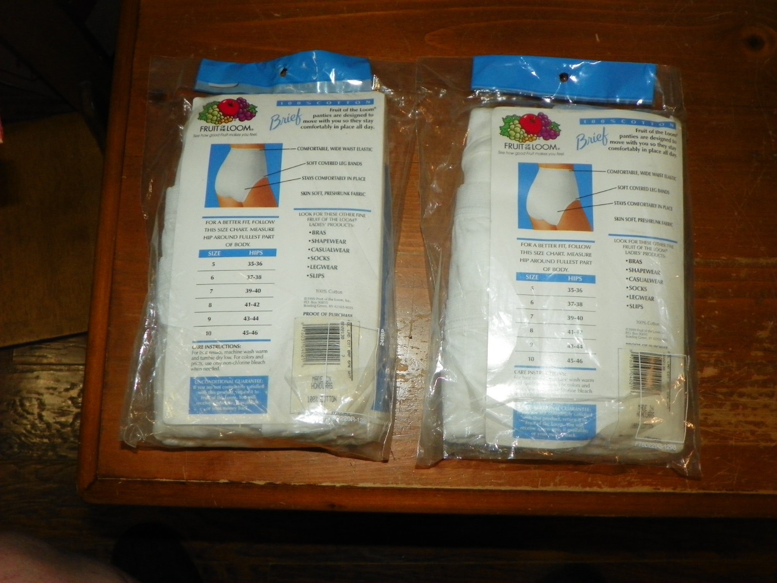 Lot 2 pkg NOS 1999 Fruit Of The Loom 6 Pack Cotton Brief Panties Women’s Size 7