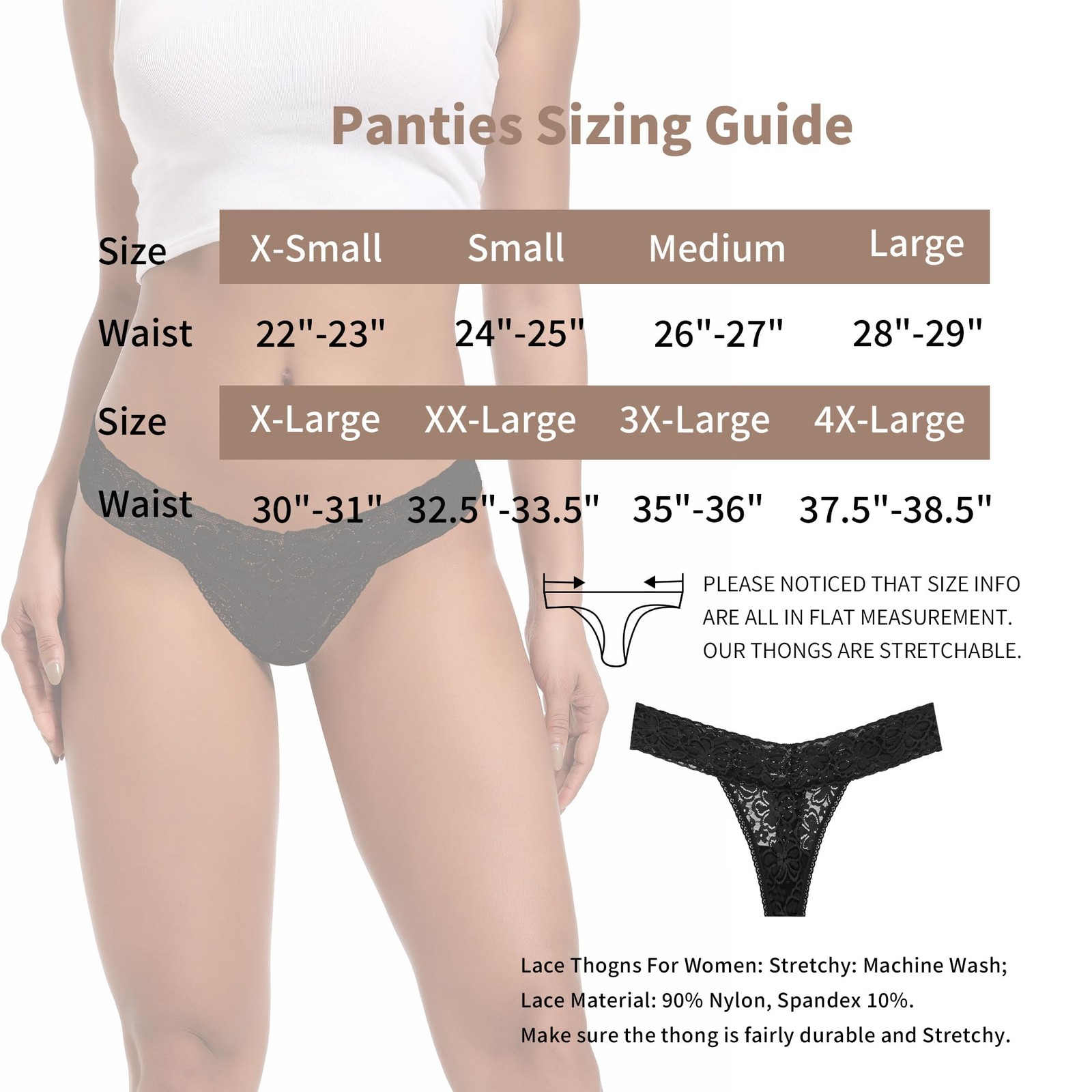 Lace Thong for Women Plus Size G-Strings Panties Low Waist Cotton Thongs For …