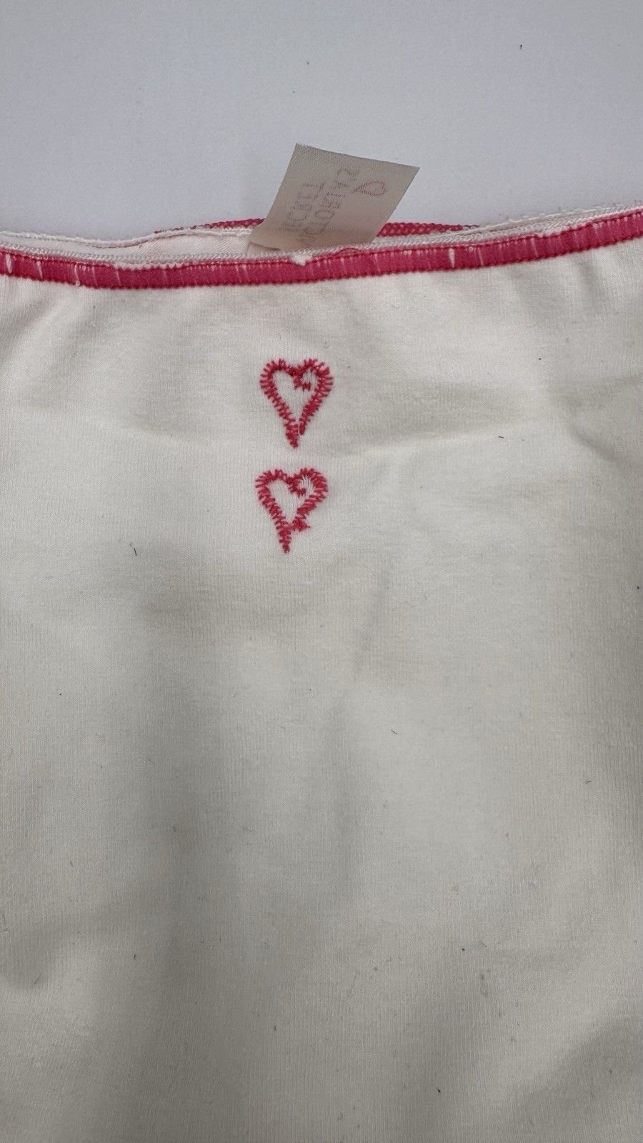 Victorias Secret 1999 White Hi Cut Brief Pink Hearts Trim VS Catalog Package XL