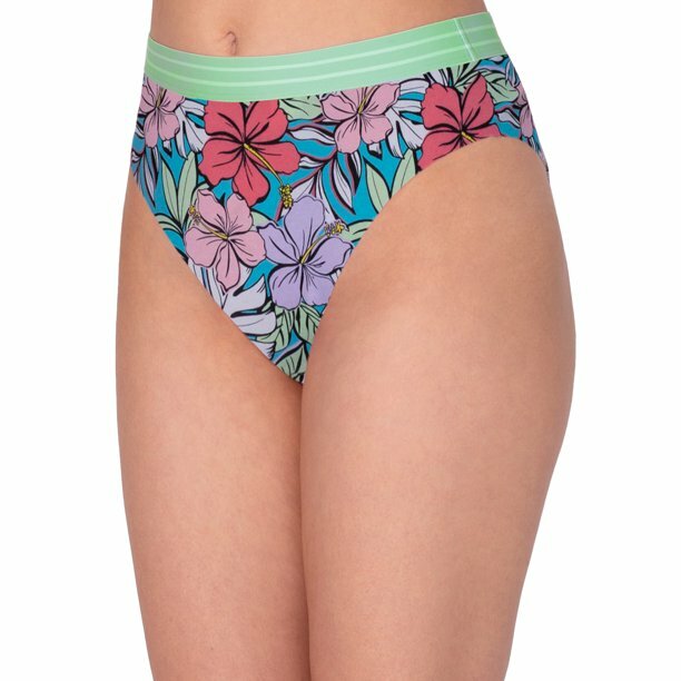No Boundaries Women’s Banded Hi Waist Brief Panties Size X-LARGE Blue Floral