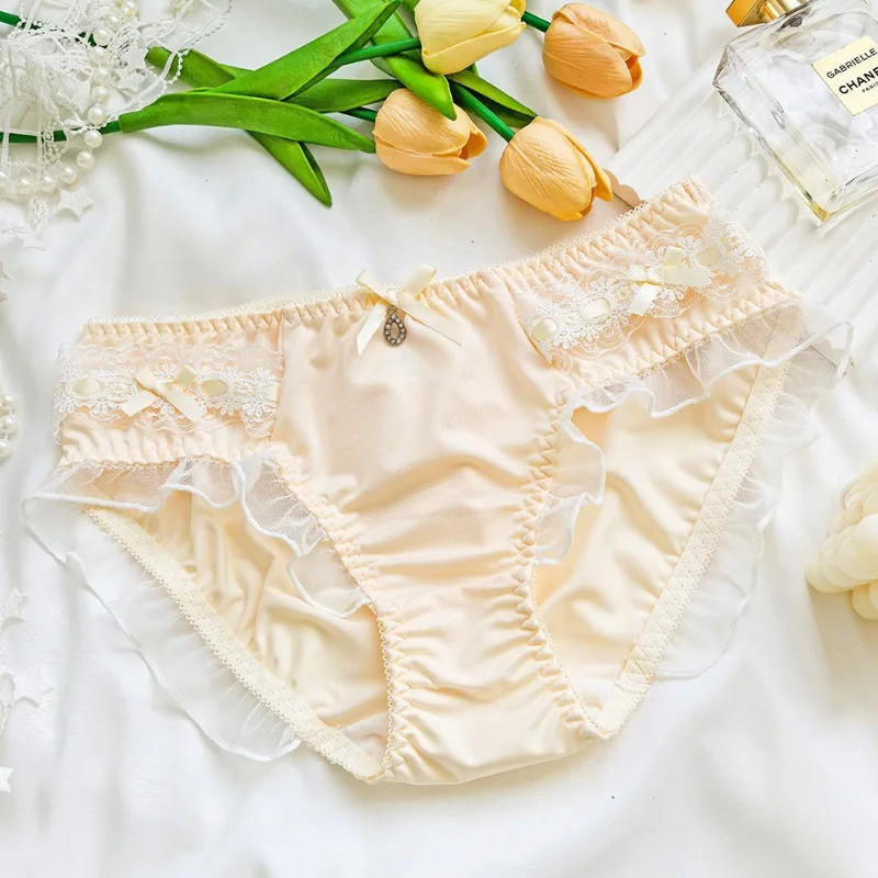 Ruffle Trim Panties Mid Rise Floral Soft Breathable Panty Women’s Underwear