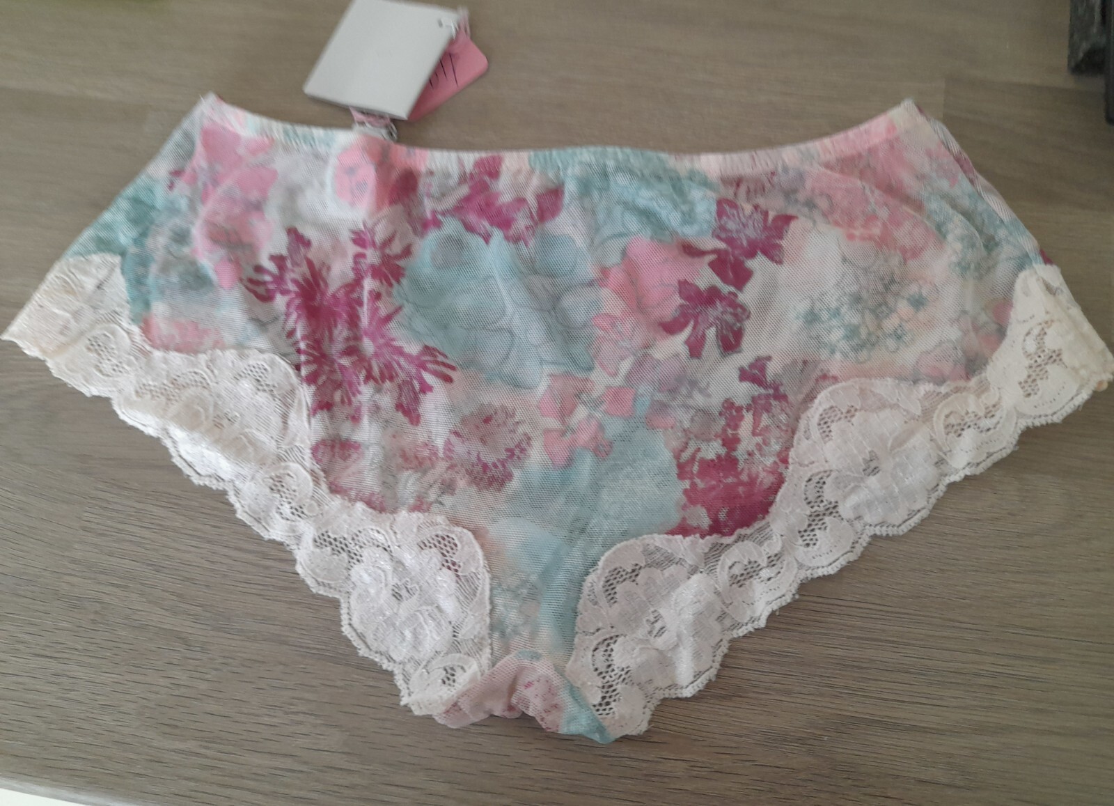 Valentino Intimate Floral Mesh/Peach Lace Collection Hipster Boyshort