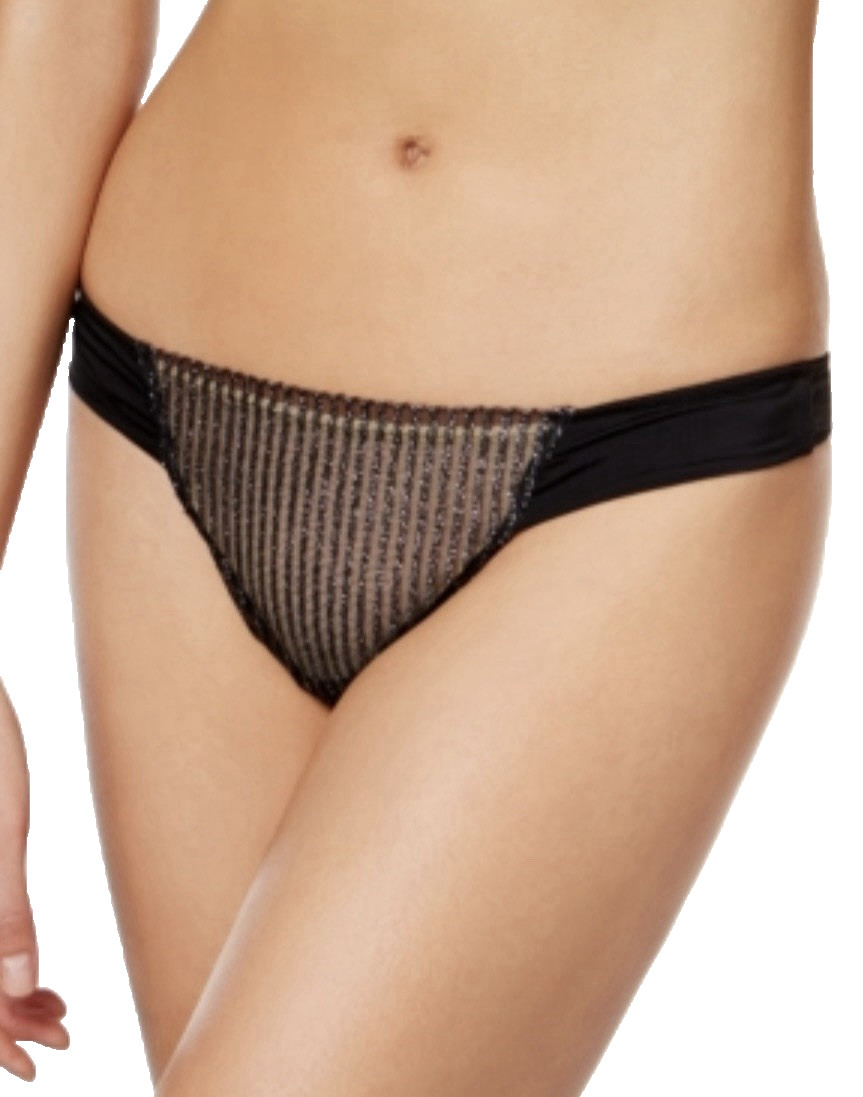 Natori Imperial Embroidered Thong in Black Shine 771143-BK002