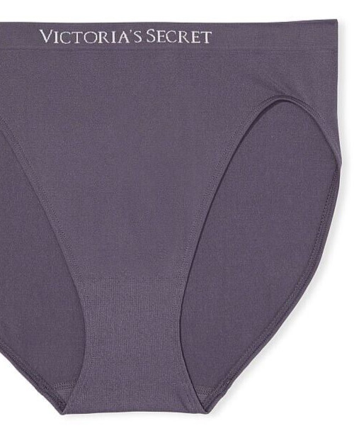 L Grey SEAMLESS NO SHOW FULL COVER Victorias Secret High Leg Waist Brief Pantie
