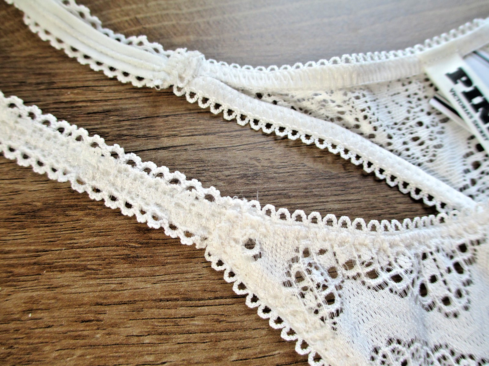 VICTORIA’S SECRET PINK Wink High Leg Thong Panty S M L XL Coconut White NWT Lace