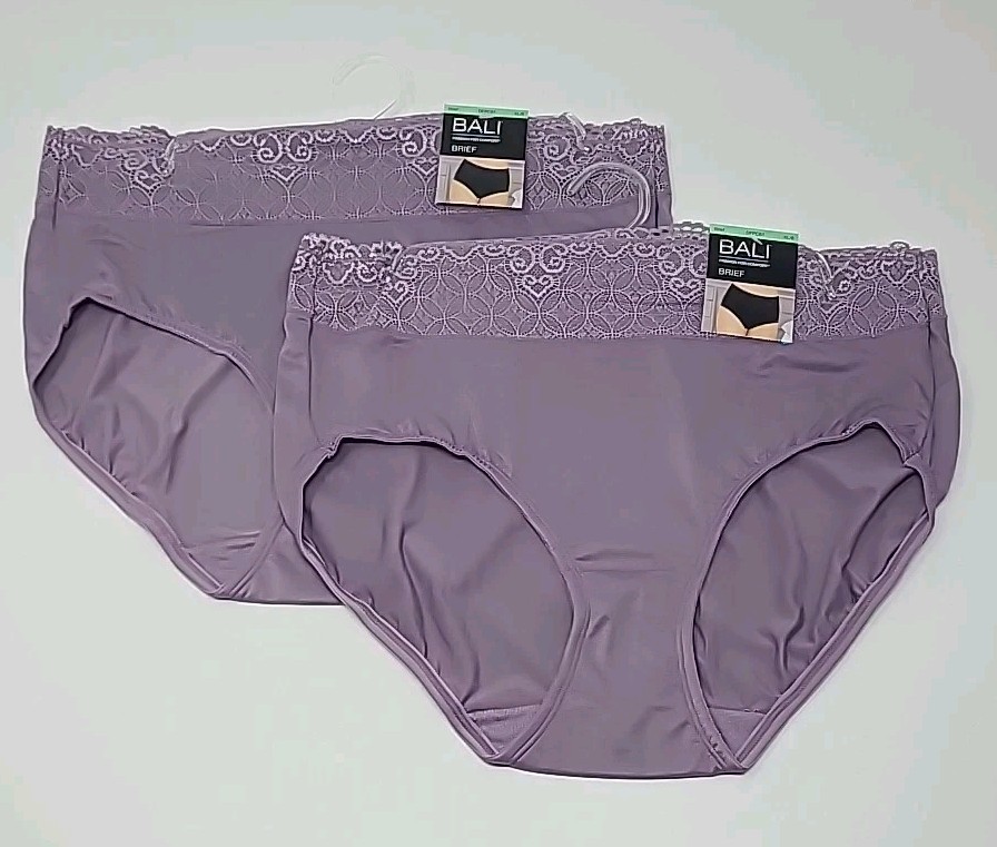 Bali Passion For Comfort Brief Panty Size XL 8 DFPC61 Perfectly Purple Lot Of 2