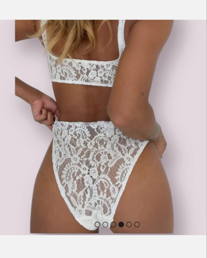 RUMORED NWT Women Smitten Briefs in Powder Blue Lace Lingerie Panties Bra Set XS