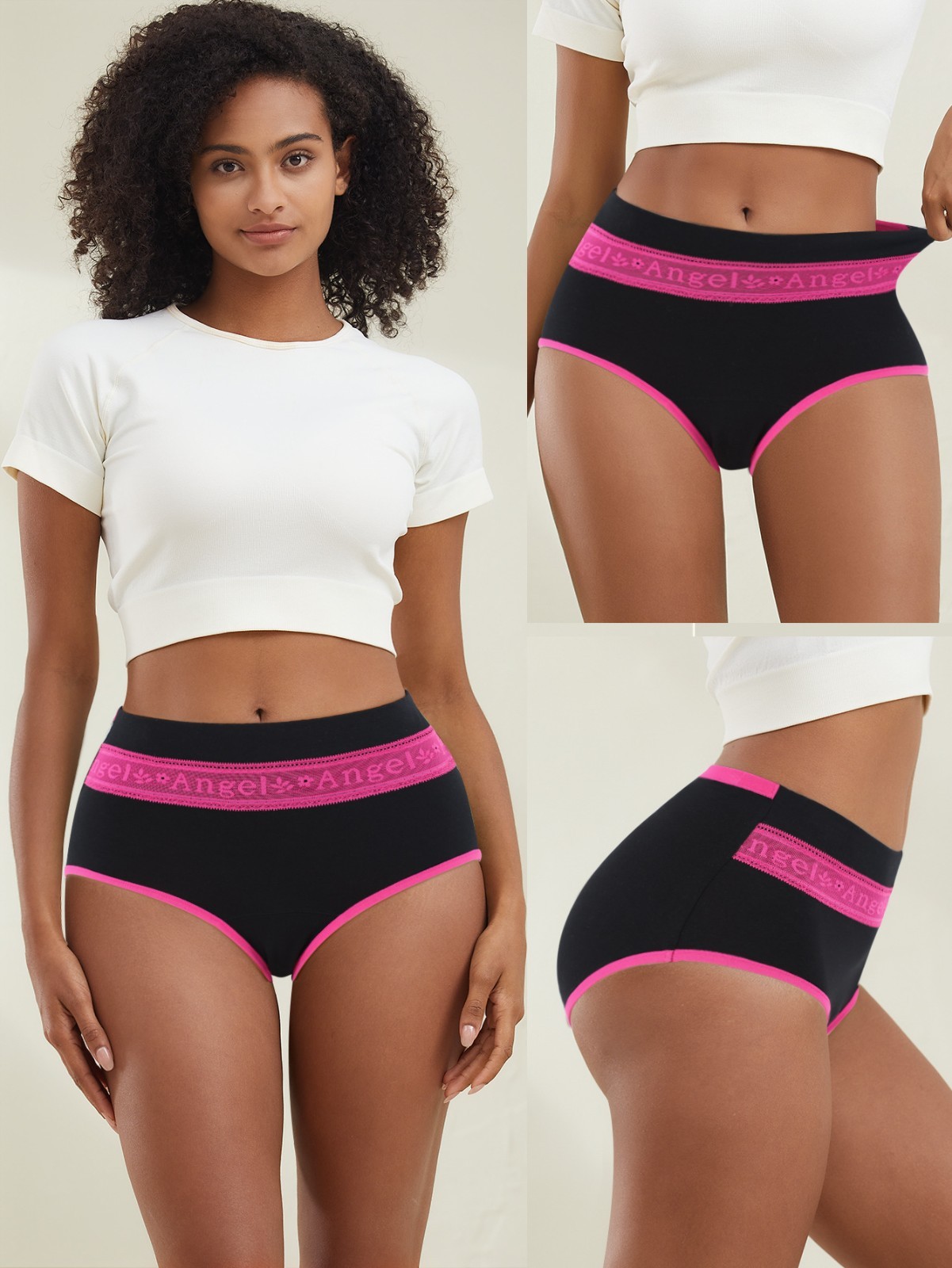 4 Pack High Waist Colorblock Jacquard Panties – Butt Lift Tummy Control Bikini