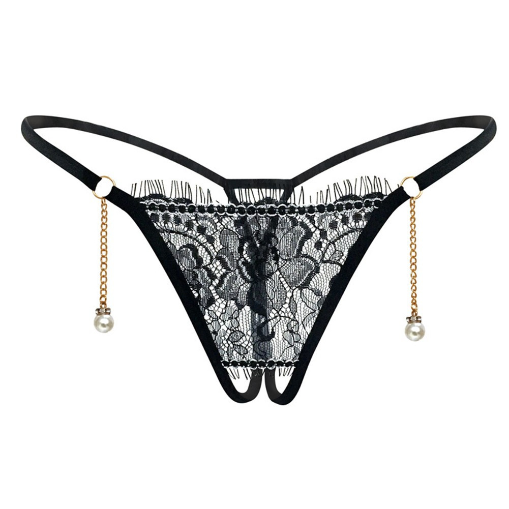 Crotchless Women’s Lingerie in Lace Elegant Panty Featuring a Beautiful Pendant