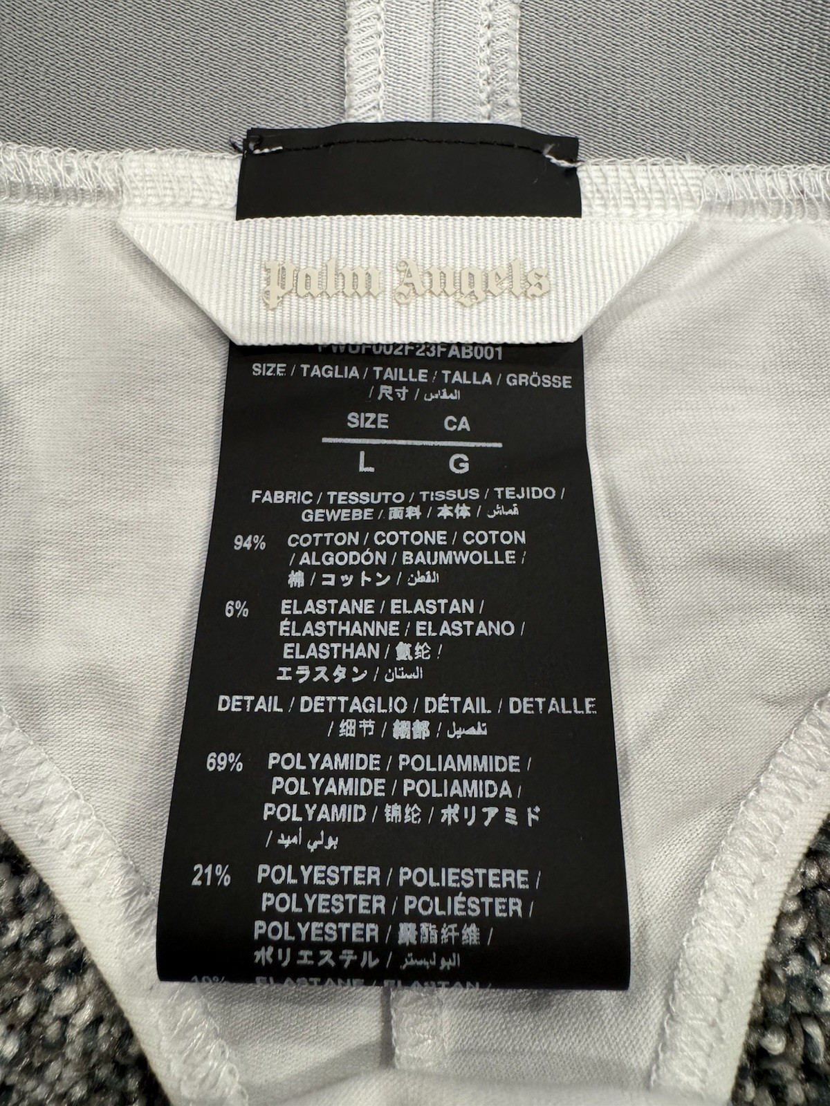 Palm Angels Logo Waistband Stretch Thong Panties White L PWUF002F23FAB0010101