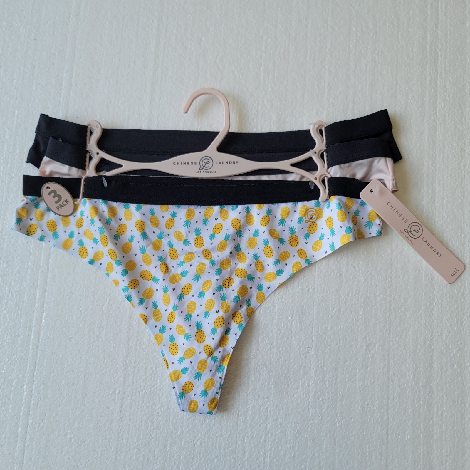 Chinese Laundry Los Angeles Thong Panties 3 Pack Size L Multicolor Pineapples