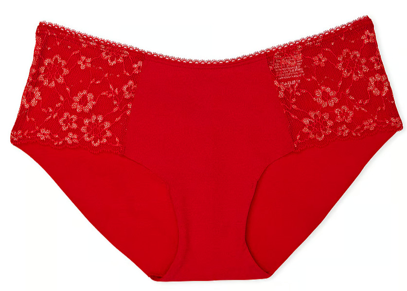 XXL Red SHINE Gold w Posey Lace NO SHOW Smooth Victorias Secret Hiphugger Panty