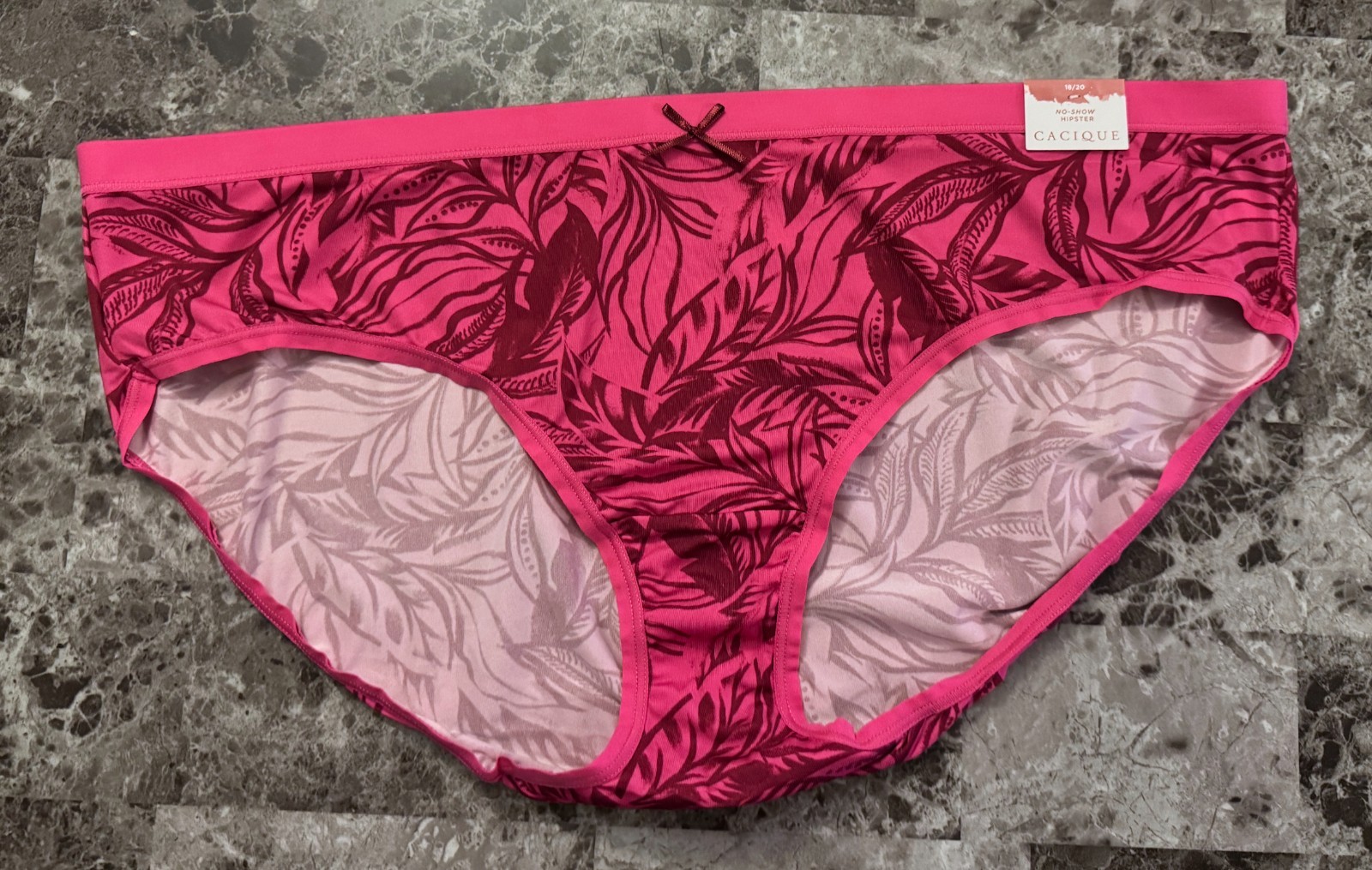 NWT CACIQUE LANE BRYANT 18/20 SMOOTH PINK PALM FERN NO SHOW HIPSTER PANTIES