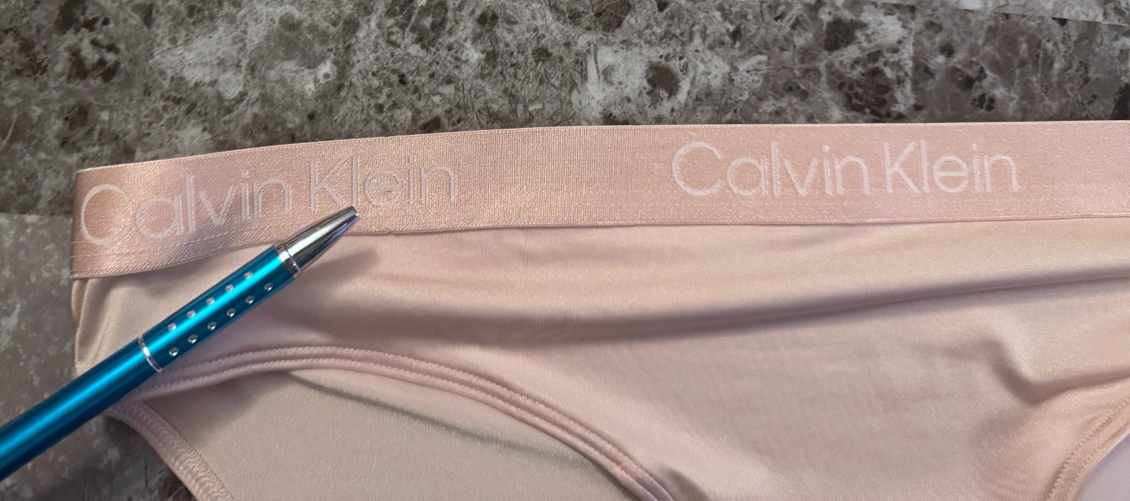 NWOT CALVIN KLEIN M CHAMPAGNE BEIGE SMOOTH THICK LOGO WAISTBAND BIKINI PANTIES