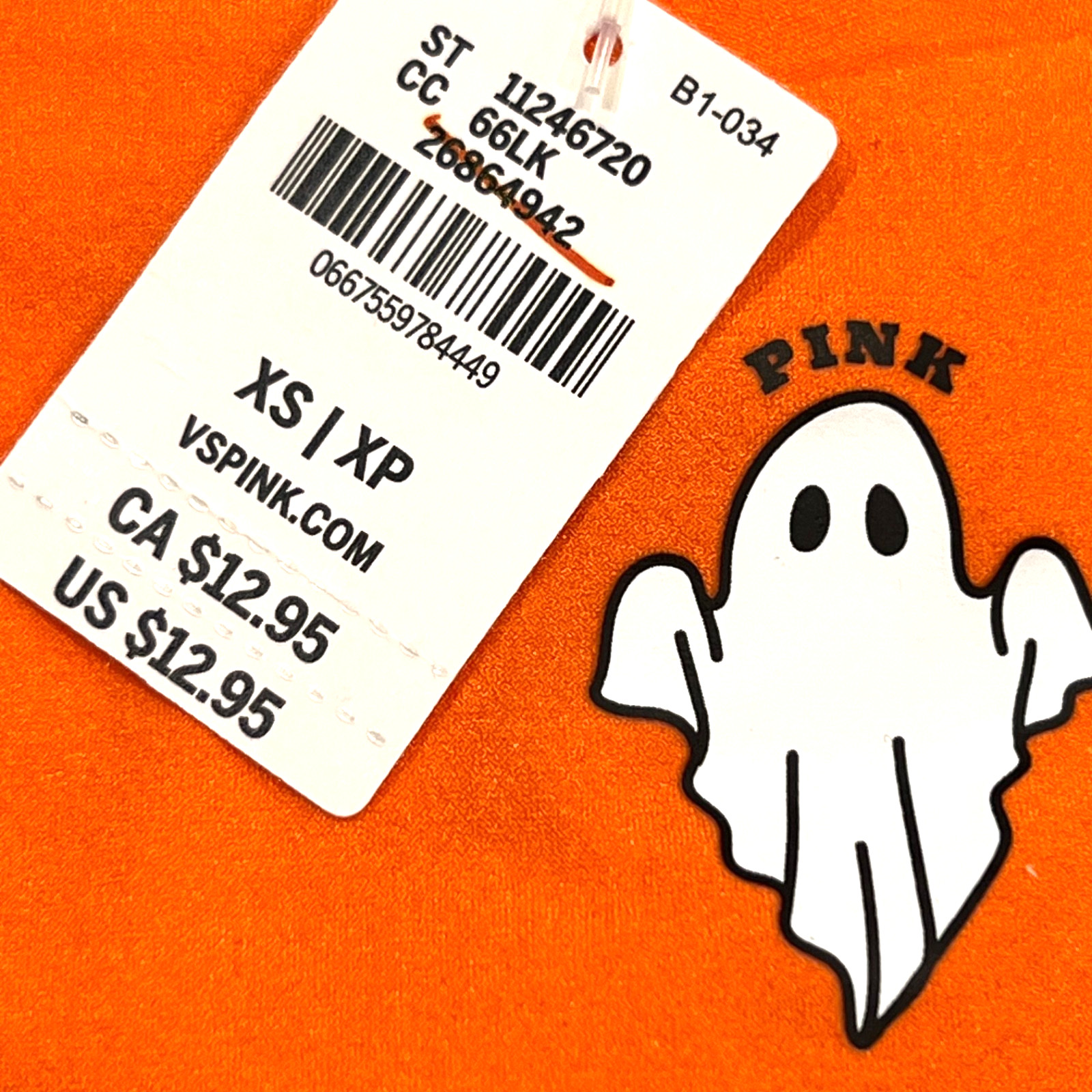 NWT VICTORIA’S SECRET PINK No Show Thong Pantie Sz XS-M-L-XL Orange Ghosts