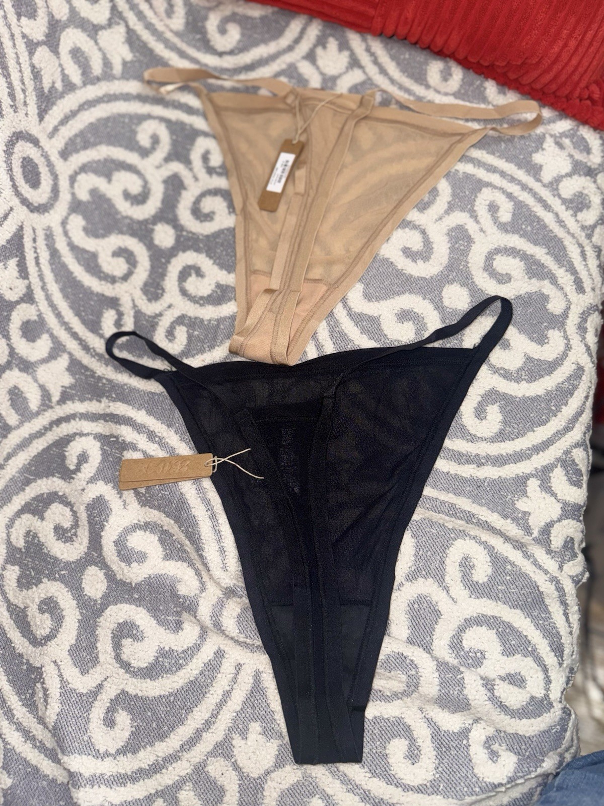 Skims Size 3x Thongs Bundle Summer Mesh Mid-Rise Thong Panty Clay & Onyx