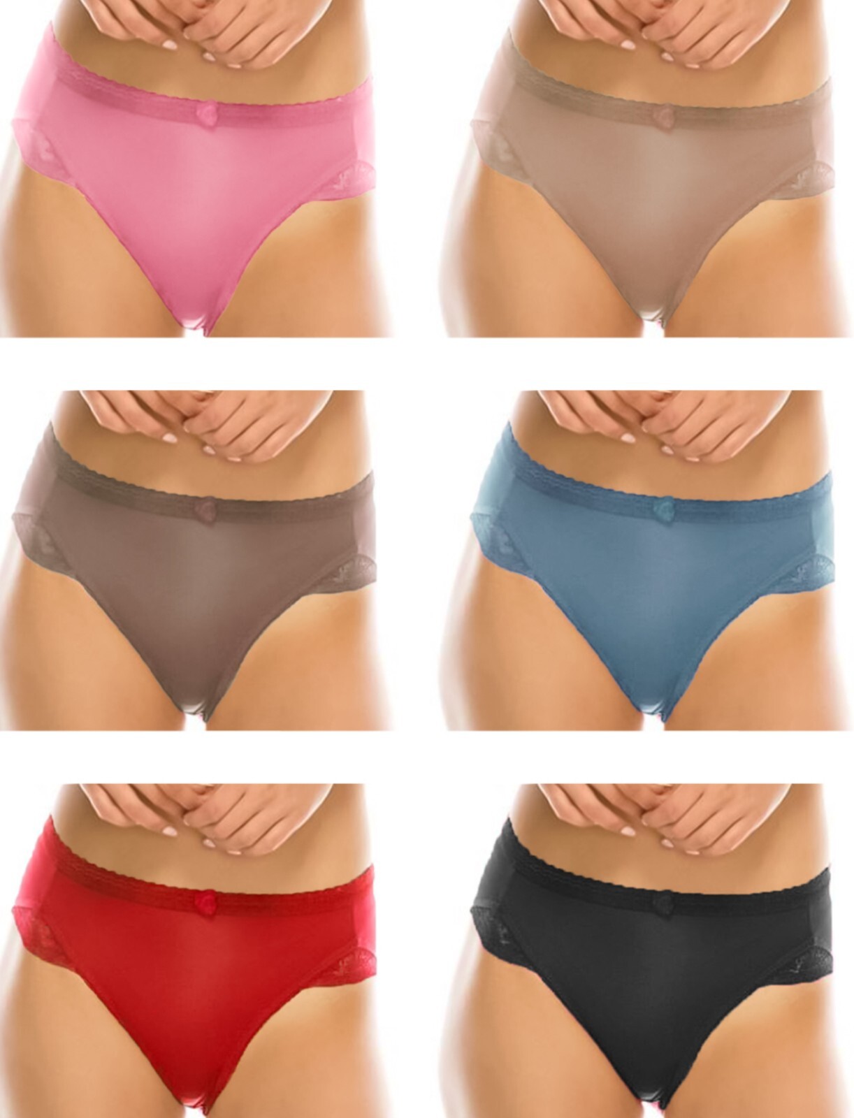 Women’s Briefs 3/6/12 Bikini High cut Panties Undies Satin Silky Cool Lot 63023