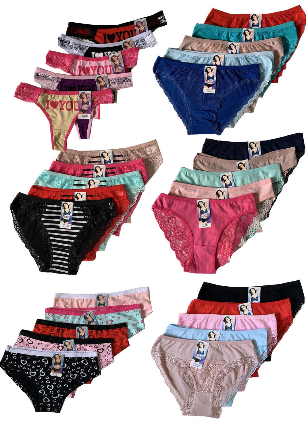 LOT NICE !!5 Women Bikini Panties Brief Floral Lace Cotton Underwear Size M L XL