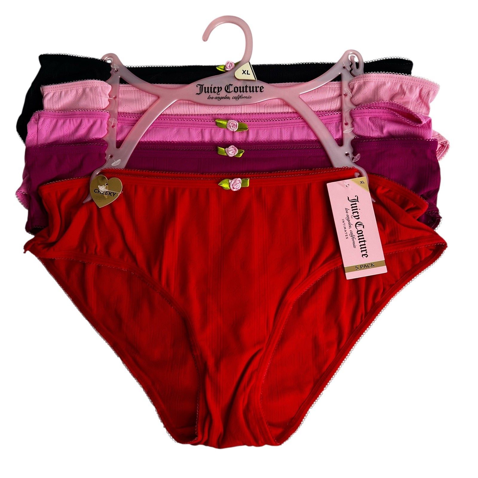 Juicy Couture Women’s Panties Sz XL Lot/5 Cheeky Multi Colors Rose Flowers