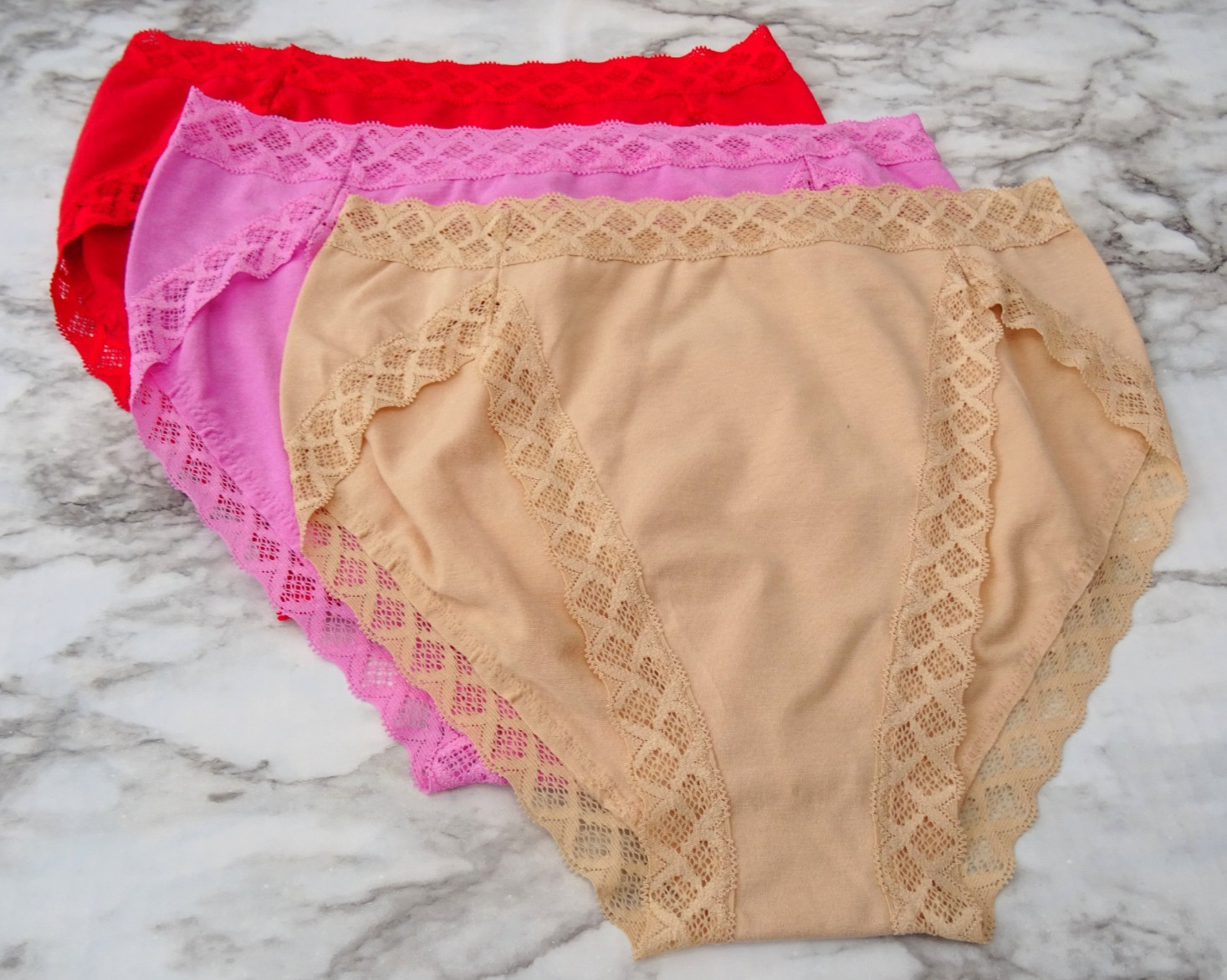 Natori 152058# Bliss Cotton French Cut Brief Panties 3-Pack US Size XS
