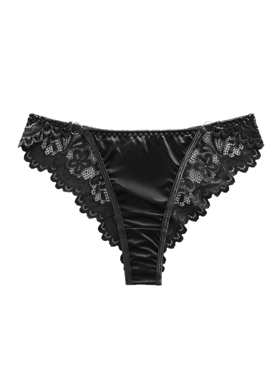 Solid Color Women’s Lace Thong Underwear Lightweight Pull Tab for Vacation
