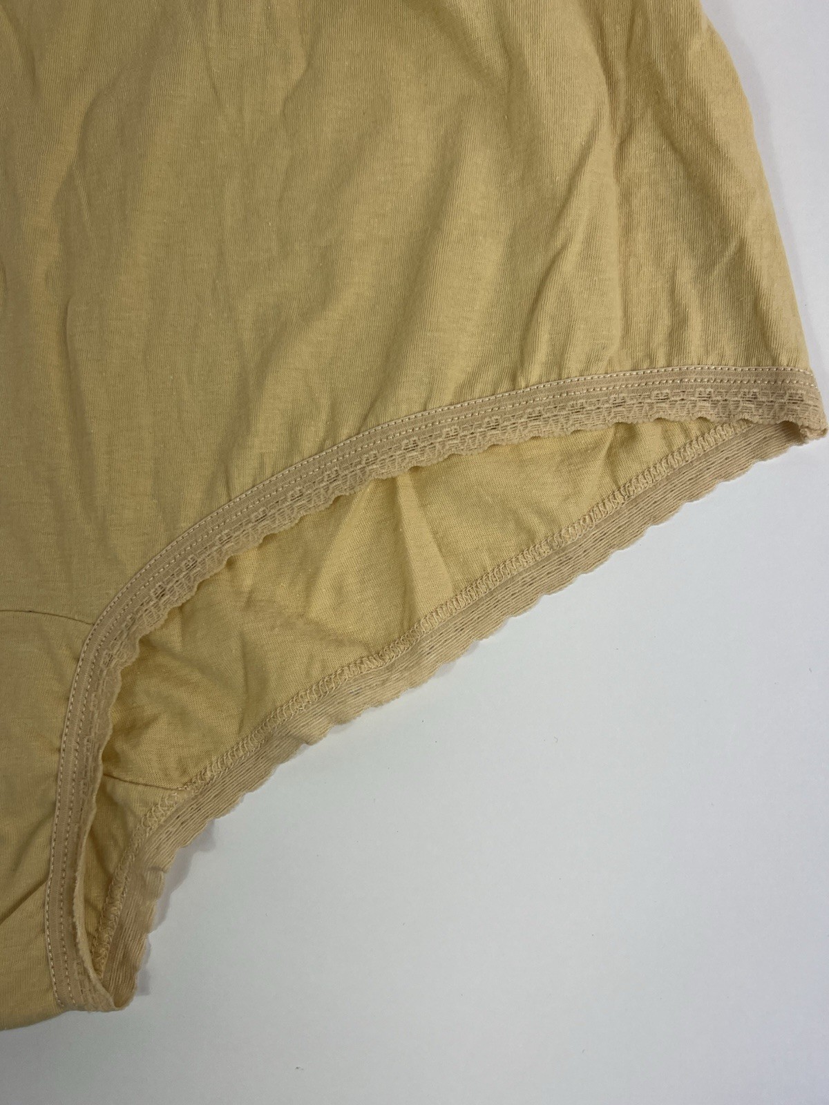 National 100% Cotton Briefs Panties w Lace Size 9 Beige NWOT Breathable Comfort