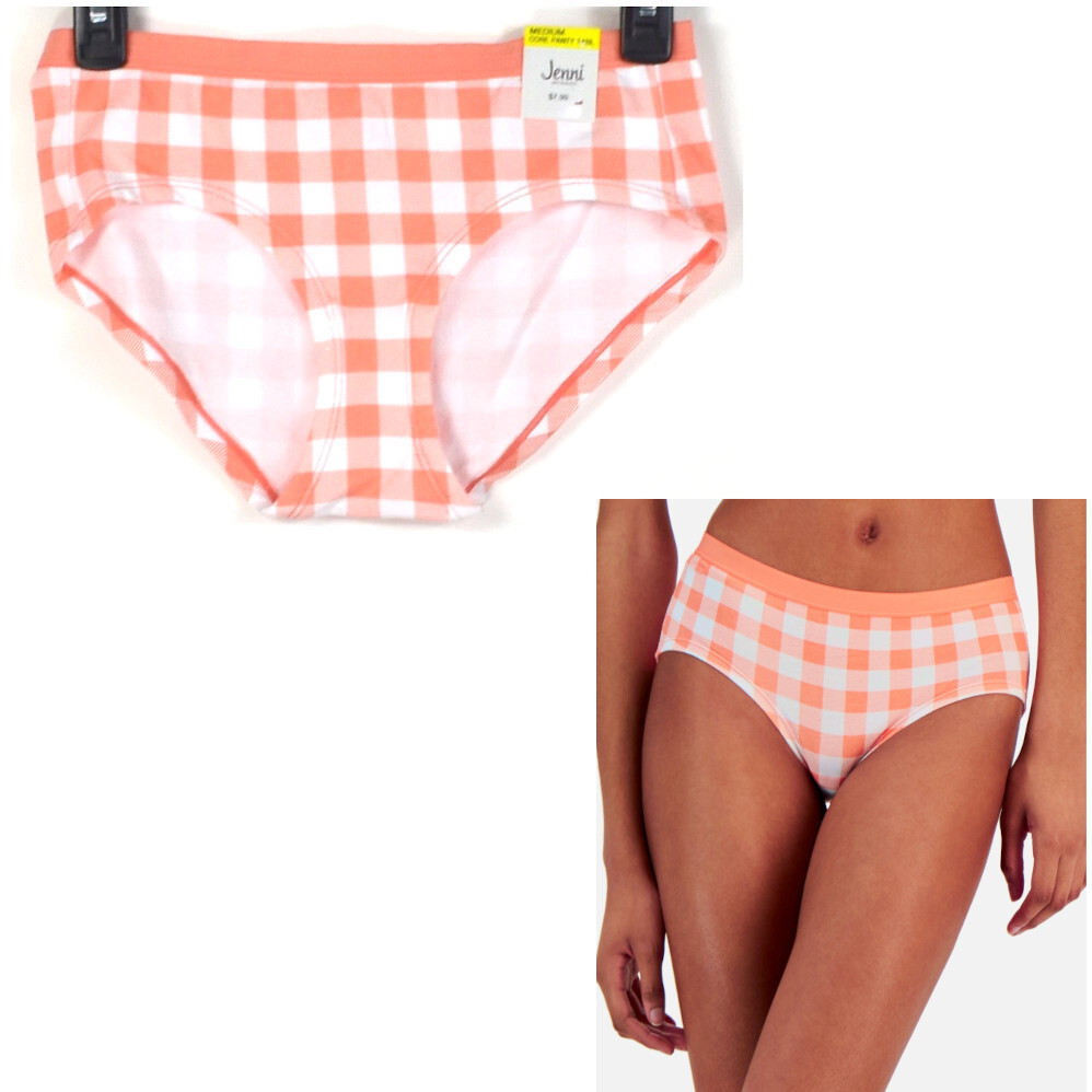 Jenni Womens Cotton Blend Hipster Gingham Check Choose Size New Panty