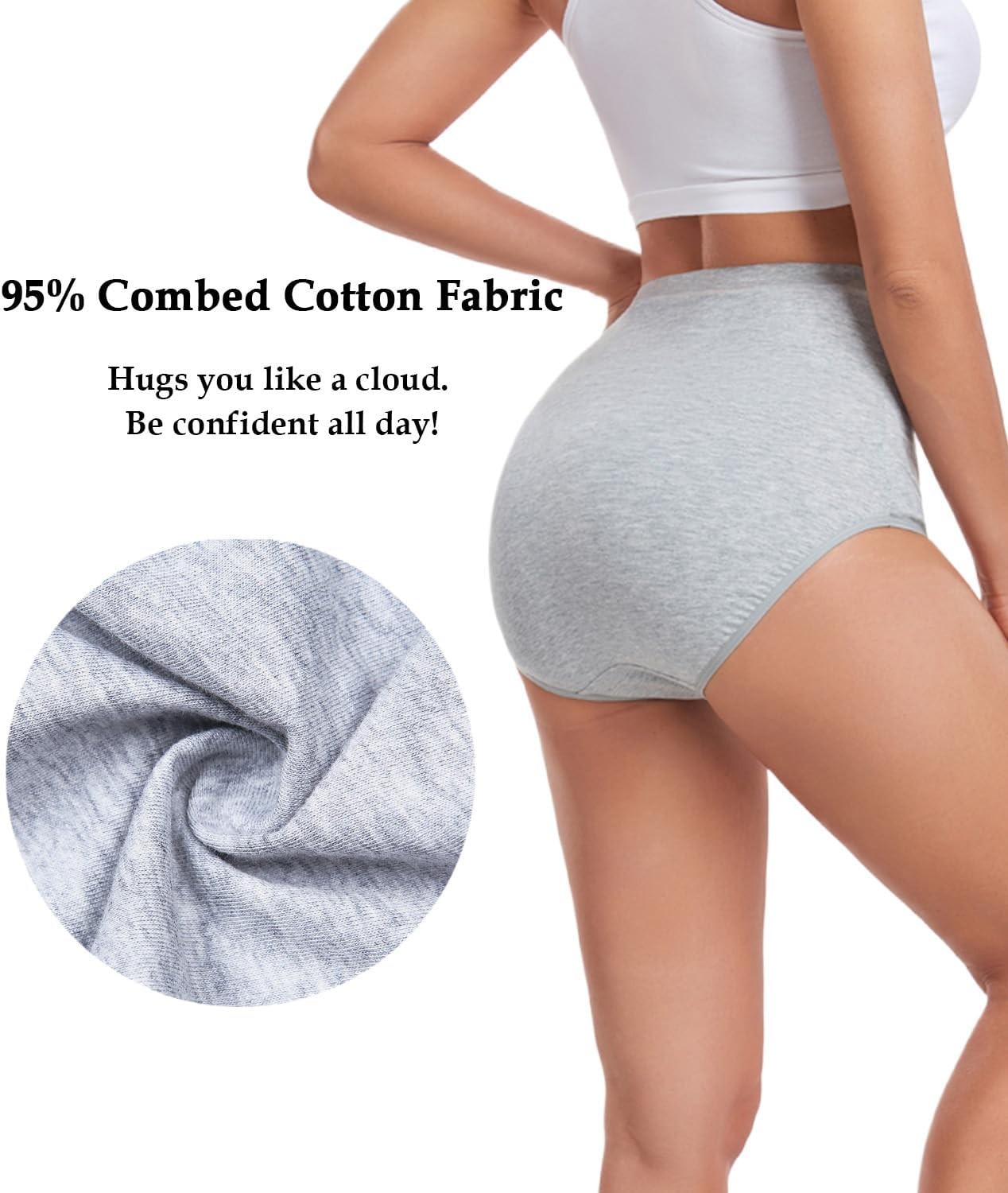 Womens Cotton Super High Waisted Briefs Stretch Full Coverage Panties 4 Pack