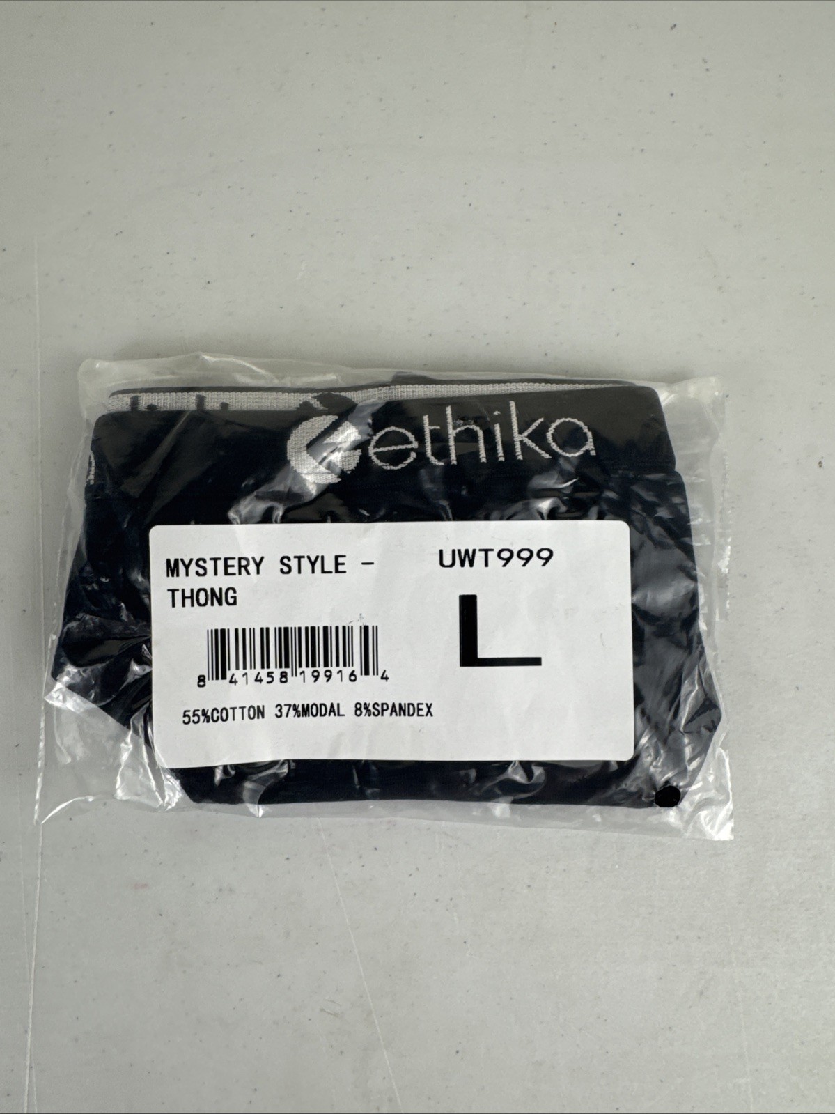 Ethika Women’s Mystery Thong UWT999 Size Large New with Tags Black Color
