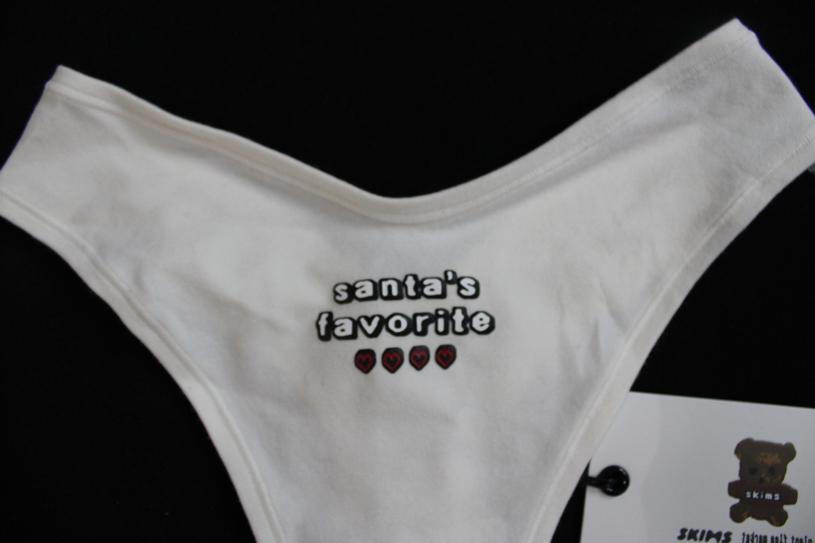 Skims X CPFM Women’s Cotton Jersey Dipped Front Thong Panty ZG3 White Small NWT