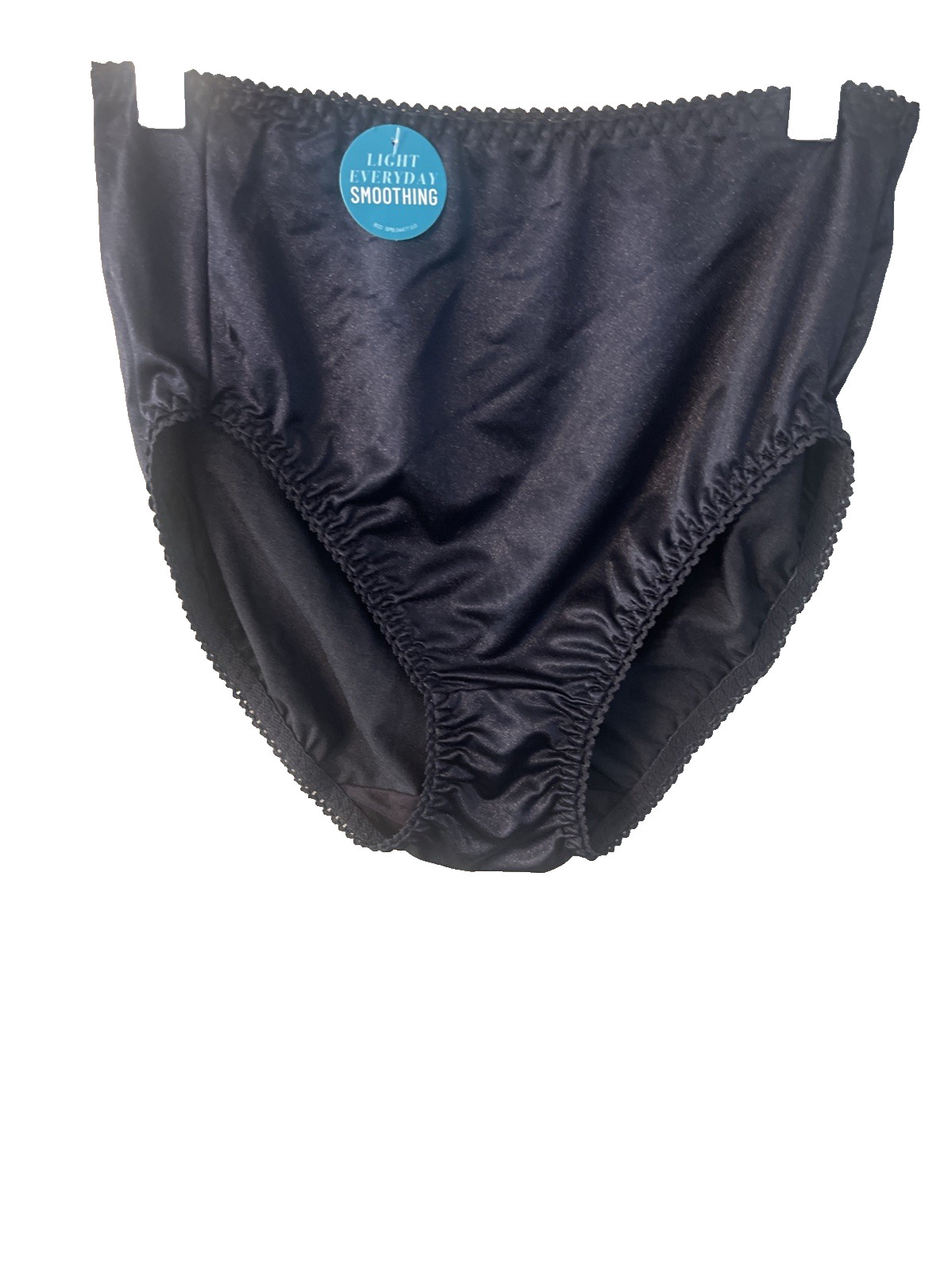 NWT Vanity Fair Control Brief Panty Black Satin Sissy Full Coverage Womens Large