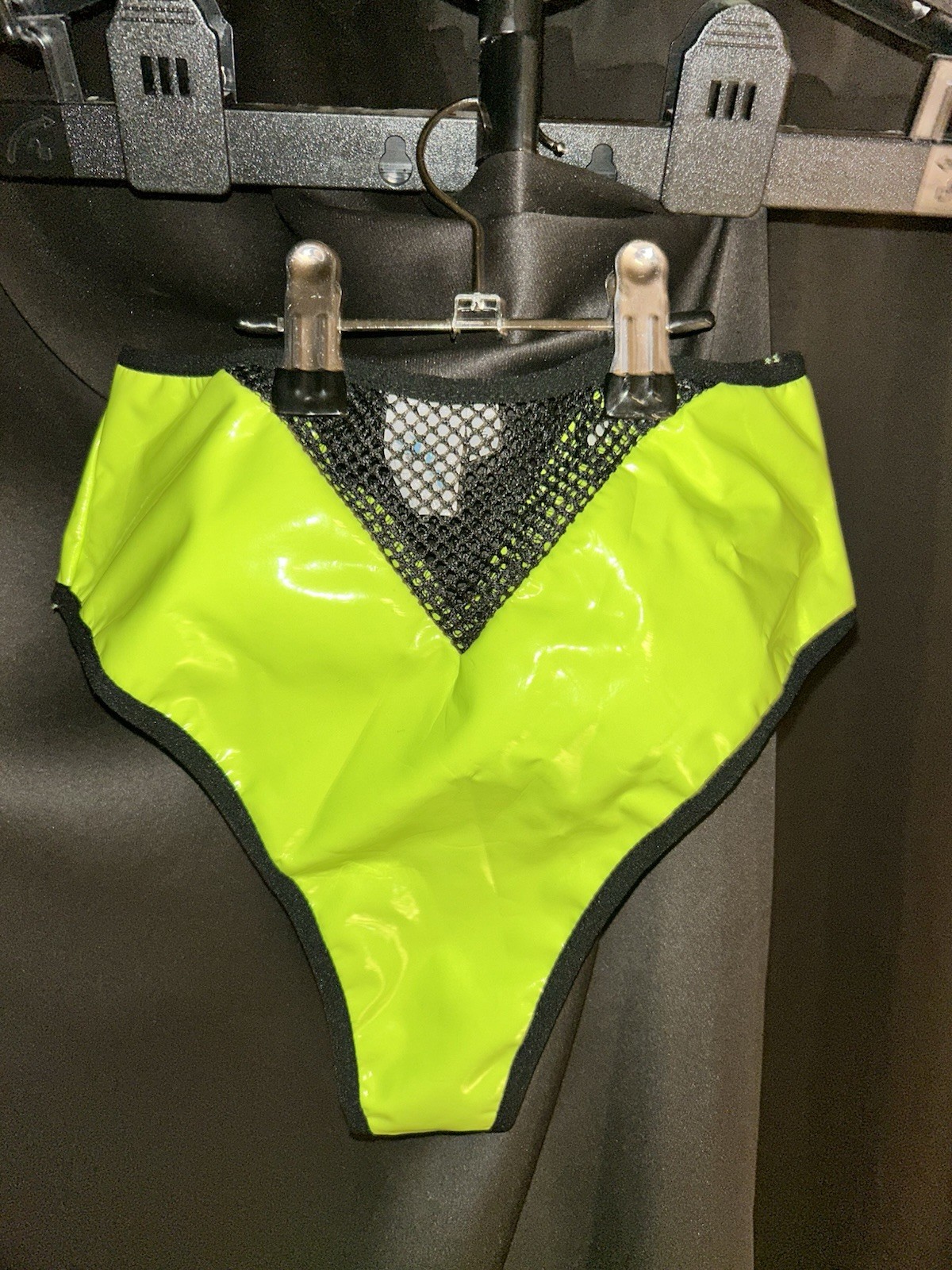Fashoinxyes Women’s S Neon Green/Black Mesh Panties