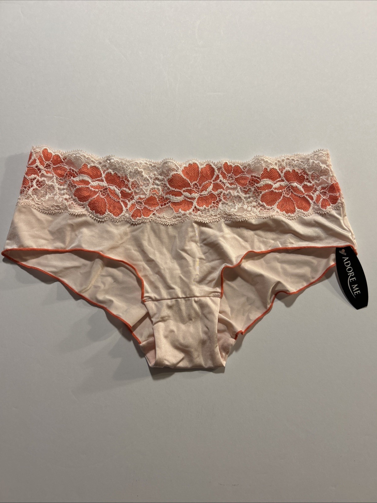Adore Me Hipster Panties Featuring A Contrasting Pink Floral Lace Waistband