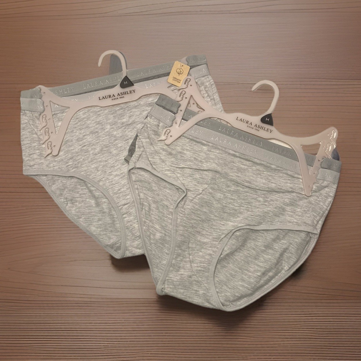 Laura Ashley 4pr Size M Organic Cotton Brief Underwear Panties Gray Dk Gray NWT