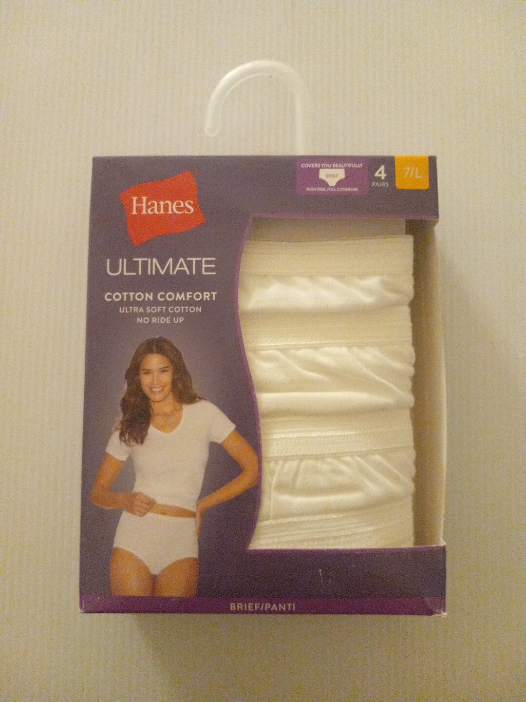 Hanes 41KUB1 Ultimate Cotton Comfort Women’s Hipster Panties 4-Pack 7/L NEW