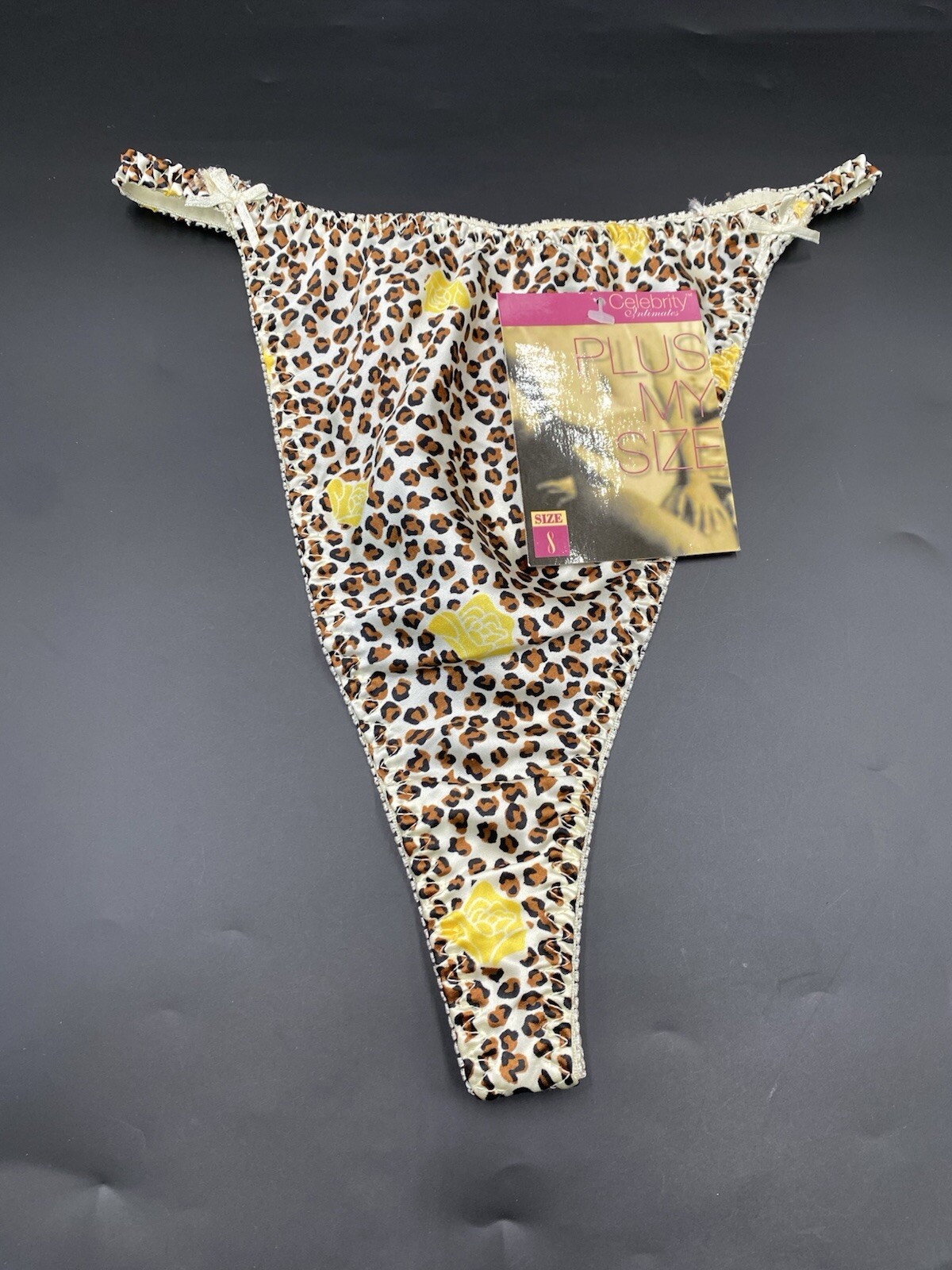 New Celebrity Intimâtes Size 1X/8 Animal Print Satin String Bikini Thong